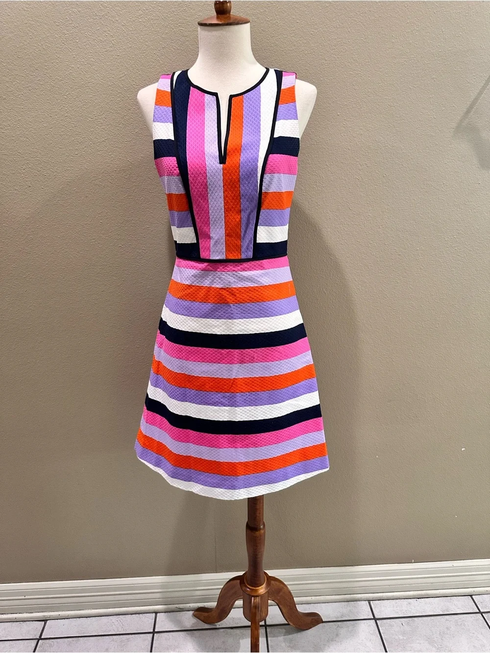 Kate Spade Sunset Stripe Jacquard Dress Striped Sleeveless A-Line Dress Size 0